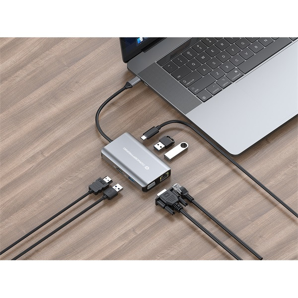 Conceptronic notebook dokkoló - donn21g (usb-c to hdmi/vga/usb-c pd/usb 3.0/gbe)