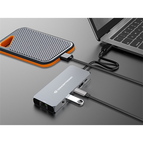Conceptronic notebook dokkoló - donn22g (usb-c/usb4 to hdmi/2.5gbe/usb-c pd/usb-c 10gbps/usb-a 10gbps/audio)