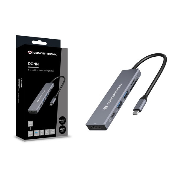 Conceptronic notebook dokkoló - donn23g (usb-c to hdmi/usb-c pd/usb 3.0/sd/tf)