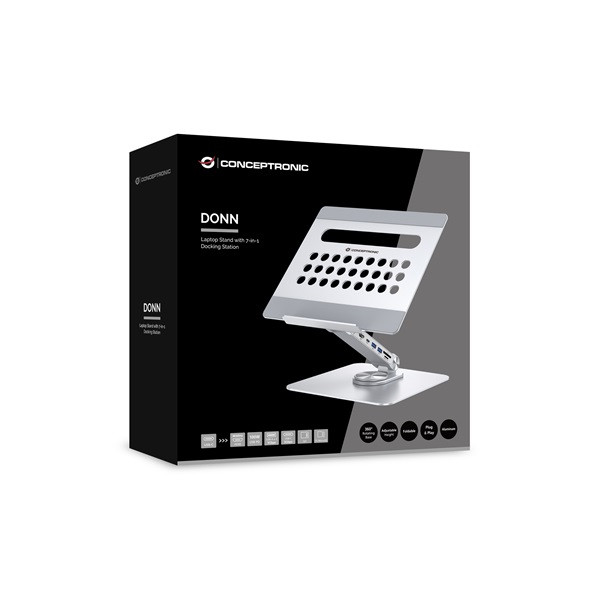 Conceptronic notebook dokkoló/állvány - donn27g (usb-c to hdmi/usb-c pd/usb 3.0/sd/tf)