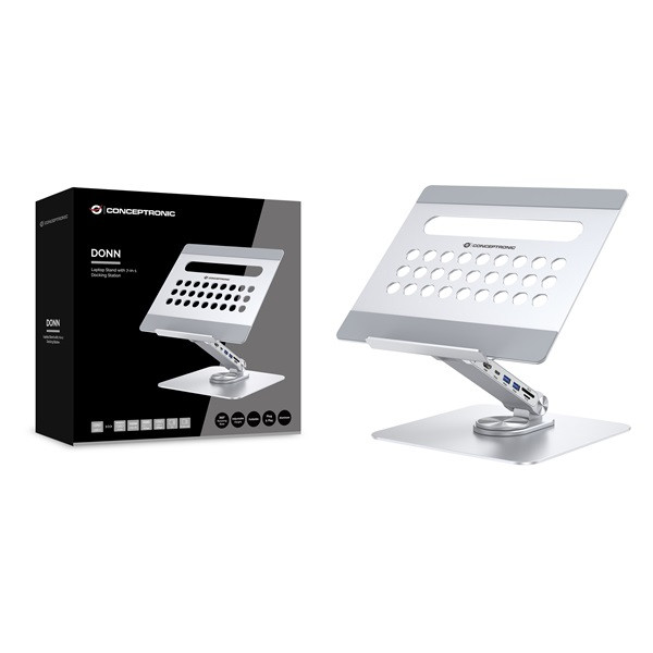 Conceptronic notebook dokkoló/állvány - donn27g (usb-c to hdmi/usb-c pd/usb 3.0/sd/tf)