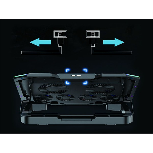 Conceptronic notebook hűtőpad 17"-ig - thyia01b (usb, 6x12,5cm, lcd kijelző, állítható magasság, csúszásmentes, fekete)