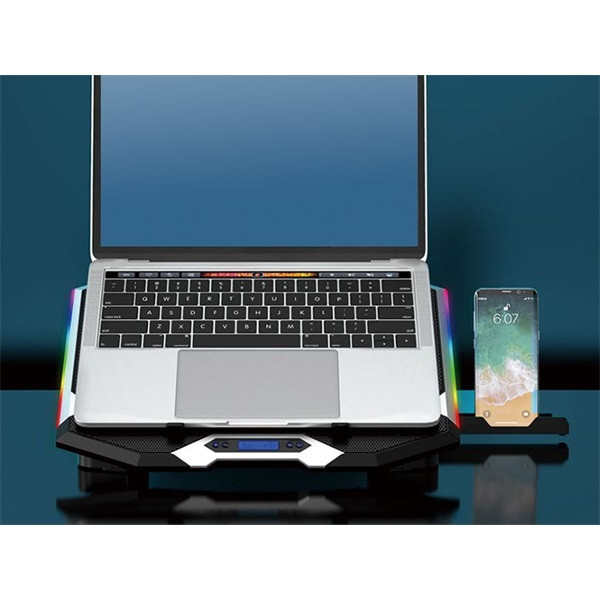 Conceptronic notebook hűtőpad 17"-ig - thyia01b (usb, 6x12,5cm, lcd kijelző, állítható magasság, csúszásmentes, fekete)