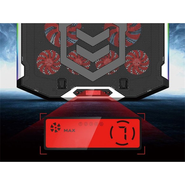 Conceptronic notebook hűtőpad 17"-ig - thyia01b (usb, 6x12,5cm, lcd kijelző, állítható magasság, csúszásmentes, fekete)