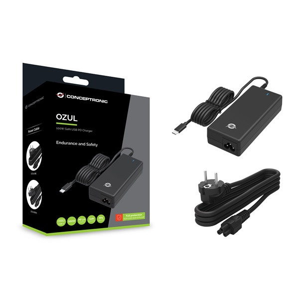 Conceptronic univerzális töltő adapter - ozul03be (usb-c, 100w, 5-20v, fekete)