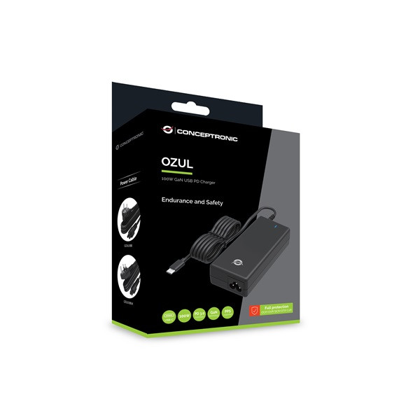 Conceptronic univerzális töltő adapter - ozul03be (usb-c, 100w, 5-20v, fekete)