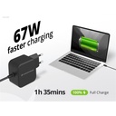 Conceptronic univerzális töltő adapter - ozul04be (usb-c, 67w, 3,3-21v, fekete, 1,8m)
