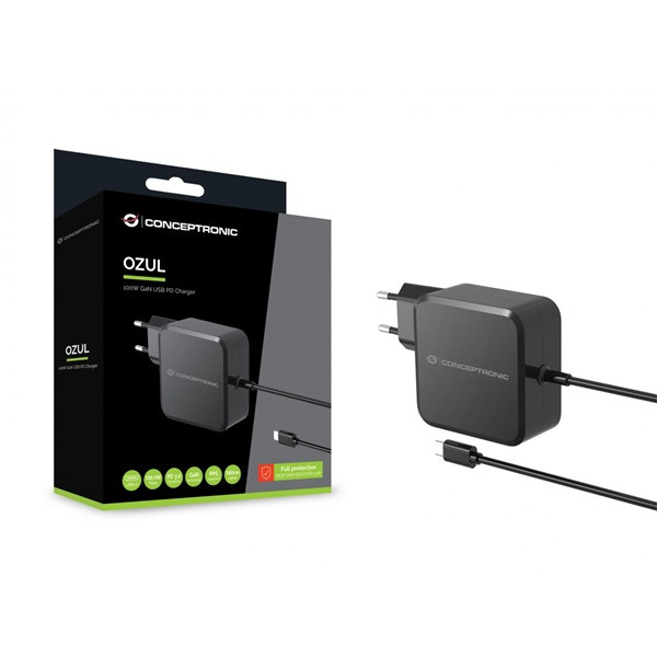 Conceptronic univerzális töltő adapter - ozul05be (usb-c, 100w, 3,3-21v, fekete, 1,8m)