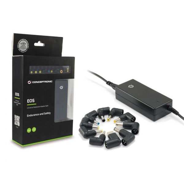 Conceptronic univerzális töltő adapter 65w - cnb65 (10 csatlakozó, túlfeszültség/rövidzárlat/túlmelegedés védelem)