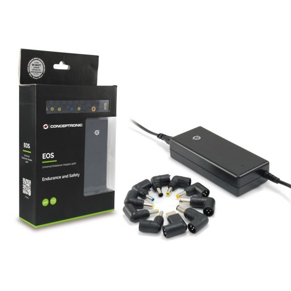 Conceptronic univerzális töltő adapter 90w - cnb90 (10 csatlakozó, túlfeszültség/rövidzárlat/túlmelegedés védelem)