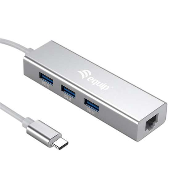 Equip multifunkciós átalakító - 133481 (bemenet: usb-c, kimenet: 3x usb3.0/rj45(gigabit))