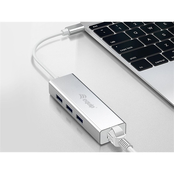 Equip multifunkciós átalakító - 133481 (bemenet: usb-c, kimenet: 3x usb3.0/rj45(gigabit))