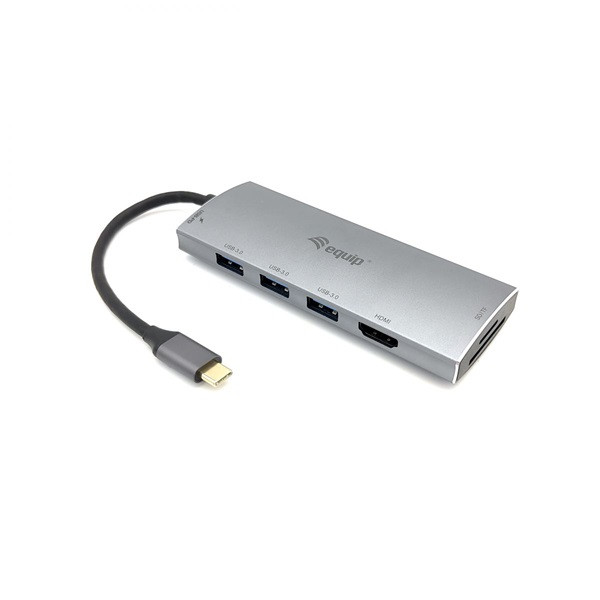 Equip notebook dokkoló - 133482 (bemenet: usb-c, kimenet: usb-c pd:60w/hdmi/3x usb3.2 gen1/tf/microsd)