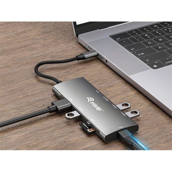 Equip notebook dokkoló - 133490 (bemenet: usb-c, kimenet: usb-c pd:100w/hdmi/2x usb-a 3.2 gen1/ usb-c3.2 gen1/sd/tf)