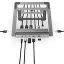 Hama usb hub + állvány - 200139 (usb-c 12in1, 4xusb, 2xhdmi, 1xdp, 1xlan, 3xusb-c, 1xaux, 100w pd, szürke)