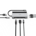 Hama usb hub - 200143 (usb-c 7in1, 3xusb 3.1, 2xusb-c, 1xhdmi, 1xlan, 100w pd, szürke)
