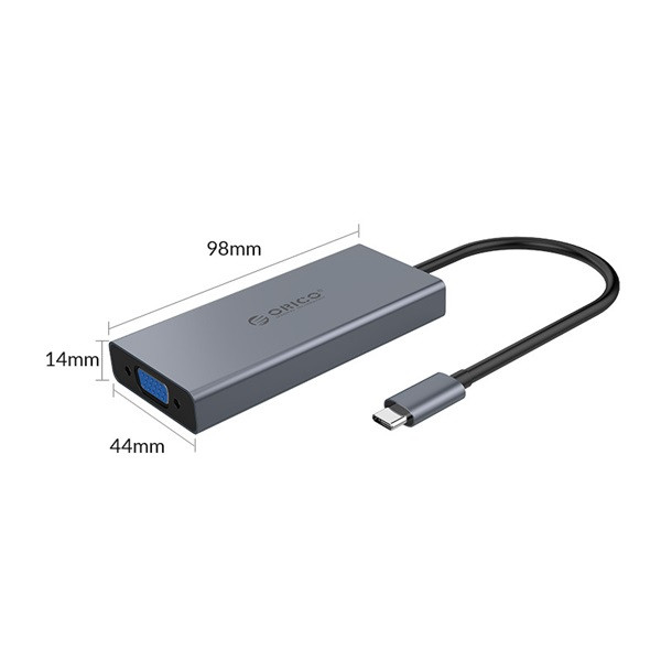 Orico notebook dokkoló - mc-u501p-gy/95/ (bemenet: usb-c, kimenet: usb-a/hdmi/vga/audio/pd, sötétszürke)
