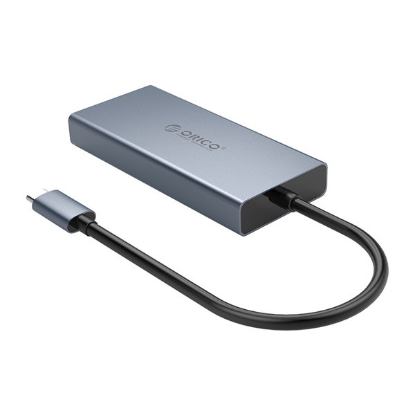 Orico notebook dokkoló - mc-u501p-gy/95/ (bemenet: usb-c, kimenet: usb-a/hdmi/vga/audio/pd, sötétszürke)