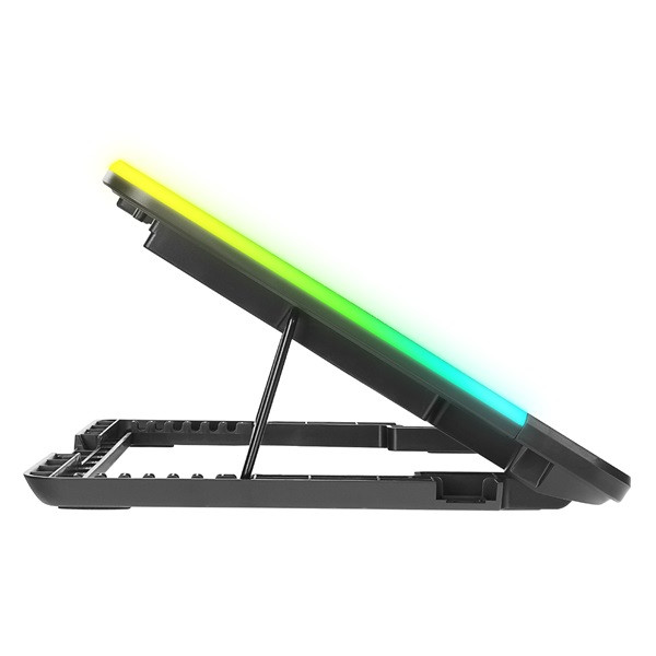 Rampage notebook hűtőpad 15,6"-ig - sixpower r9 (fém rács; 6xventi, rgb, 2xusb-a, kék led)
