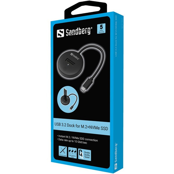 Sandberg m.2 ssd dokkoló - usb 3.2 dock for m.2+nvme ssd