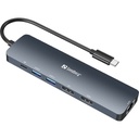 Sandberg notebook dokkoló - usb-c 8k display dock (bemenet: usb-c; kimenet: hdmi+dp+2xusb-a3.0+usb-c+rj45; 8k/30hz)