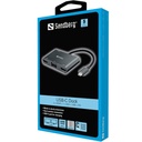 Sandberg notebook dokkoló - usb-c dock (usb-c bemenet; 2xhdmi+usb-a3.0+1xvga kimenet)
