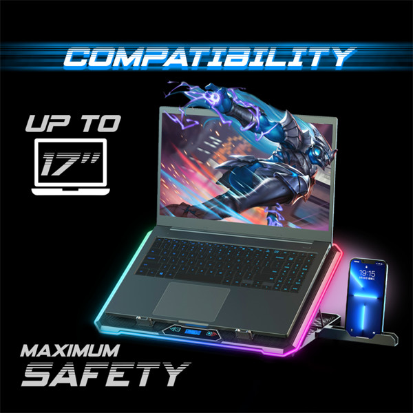 Spirit of gamer notebook hűtőpad 17"-ig - airblade 1300 rgb (25,8db; max. 169 m3/h; 10x6cm+3x8cm, rgb led, 2xusb2.0)