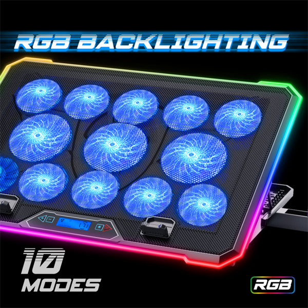 Spirit of gamer notebook hűtőpad 17"-ig - airblade 1300 rgb (25,8db; max. 169 m3/h; 10x6cm+3x8cm, rgb led, 2xusb2.0)