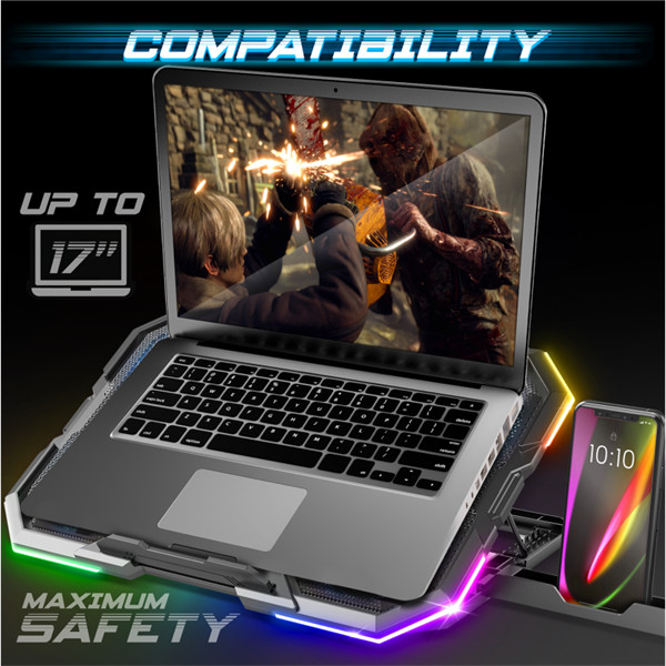 Spirit of gamer notebook hűtőpad 17"-ig - airblade 700 rgb (29db; max. 180 m3/h; 4x10cm+2x7cm, rgb led, 2xusb2.0)