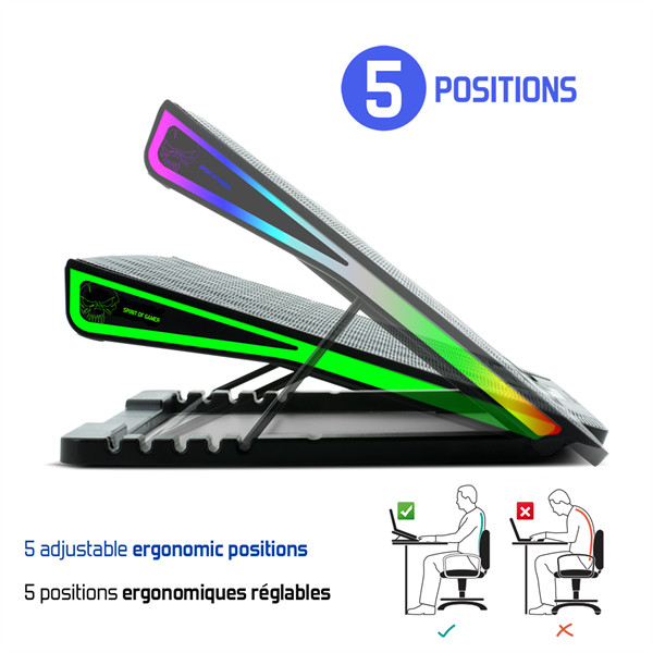 Spirit of gamer notebook hűtőpad 17"-ig - airblade 800 rgb (26db; max. 79 m3/h; 2x17cm, rgb led, 2xusb2.0)