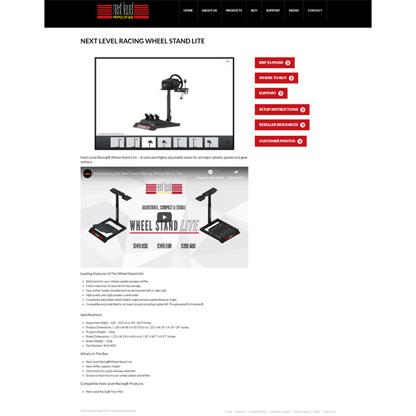 Next level racing szimulátor állvány - racing wheel stand lite (összecsukható; tartó konzolok)