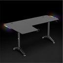 Spirit of gamer gamer asztal - headquarter 600 l (mdf lap, fém lábak, fekete, rgb led háttérvilágítás, 140 x 60 x 75cm)