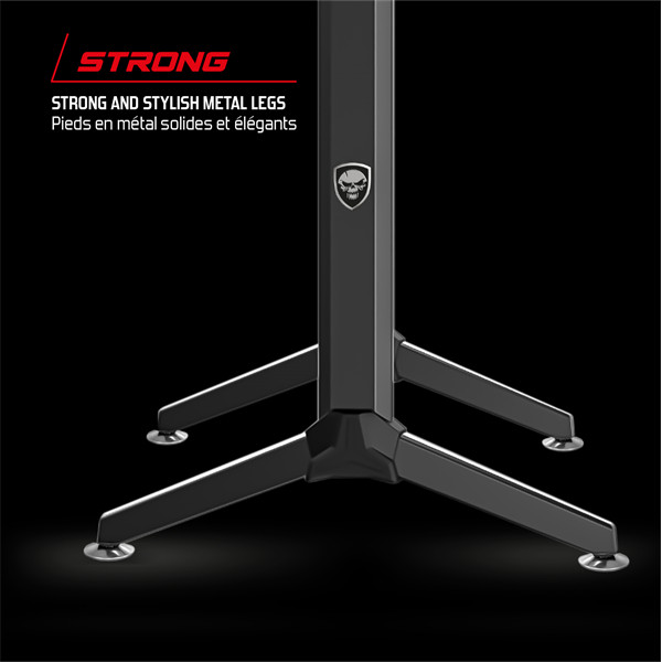 Spirit of gamer gamer asztal - headquarter 600 l (mdf lap, fém lábak, fekete, rgb led háttérvilágítás, 140 x 60 x 75cm)