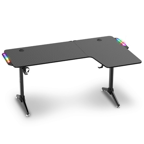 Spirit of gamer gamer asztal - headquarter 600 r (mdf lap, fém lábak, fekete, rgb led háttérvilágítás, 140 x 60 x 75cm)