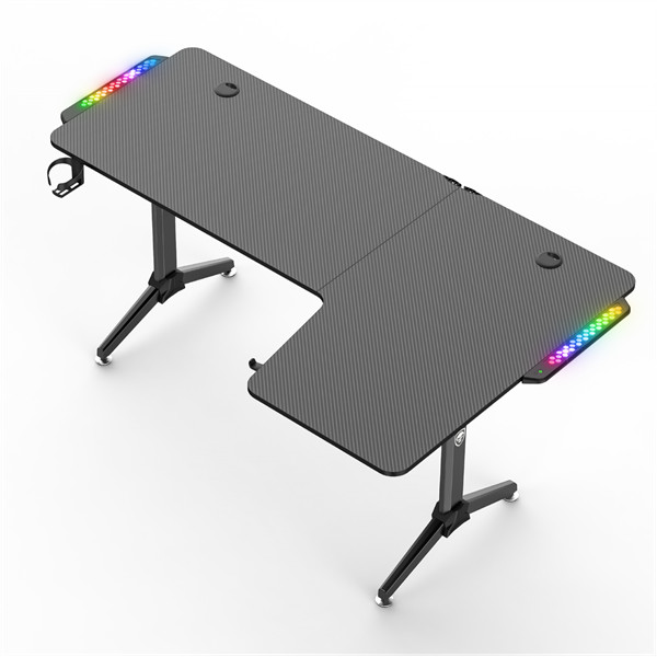 Spirit of gamer gamer asztal - headquarter 600 r (mdf lap, fém lábak, fekete, rgb led háttérvilágítás, 140 x 60 x 75cm)