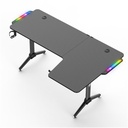 Spirit of gamer gamer asztal - headquarter 600 r (mdf lap, fém lábak, fekete, rgb led háttérvilágítás, 140 x 60 x 75cm)