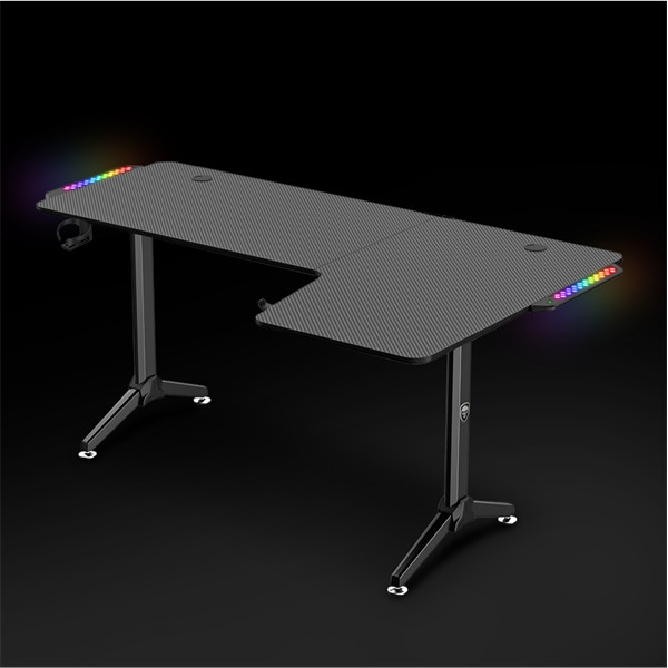 Spirit of gamer gamer asztal - headquarter 600 r (mdf lap, fém lábak, fekete, rgb led háttérvilágítás, 140 x 60 x 75cm)