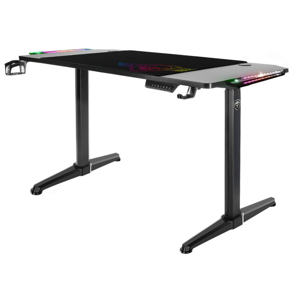 Spirit of gamer gamer asztal - headquarter 800 (mdf lap, fém lábak, fekete, rgb led háttérvilágítás, 140 x 60 x 1,6 cm)