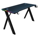 The g-lab gamer asztal - k-desk-sulfur (120x60cm, fém, pohártartó, fejhallgatótartó, fekete, rgb led)
