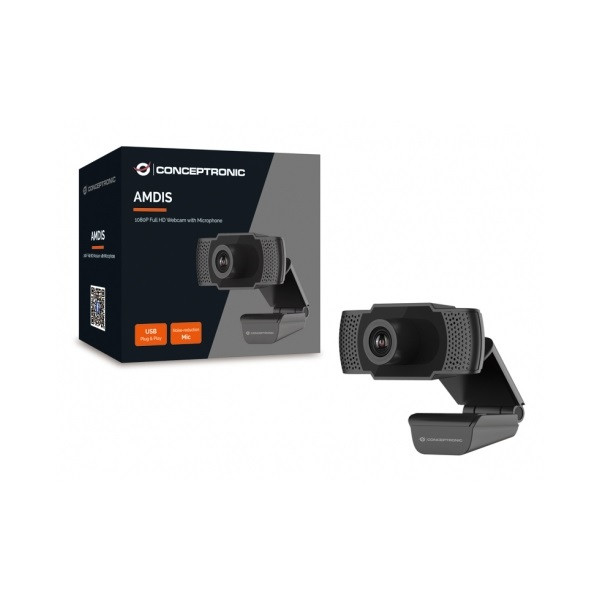 Conceptronic webkamera - amdis01b (1920x1080 képpont, 2 megapixel, 30 fps, usb 2.0, univerzális csipesz, mikrofon)