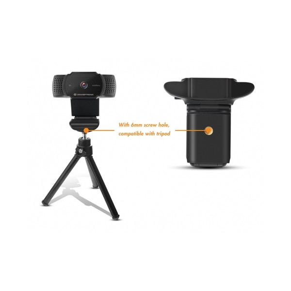 Conceptronic webkamera - amdis02b (2592x1944 képpont, auto-fókusz, 30 fps, usb 2.0, univerzális csipesz, mikrofon)