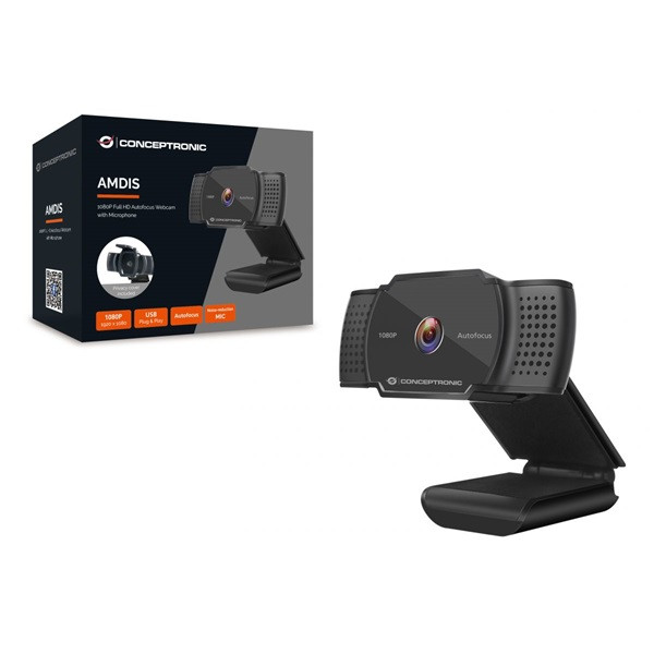Conceptronic webkamera - amdis06b (2592x1944 képpont, auto-fókusz, 30 fps, usb 2.0, univerzális csipesz, mikrofon)