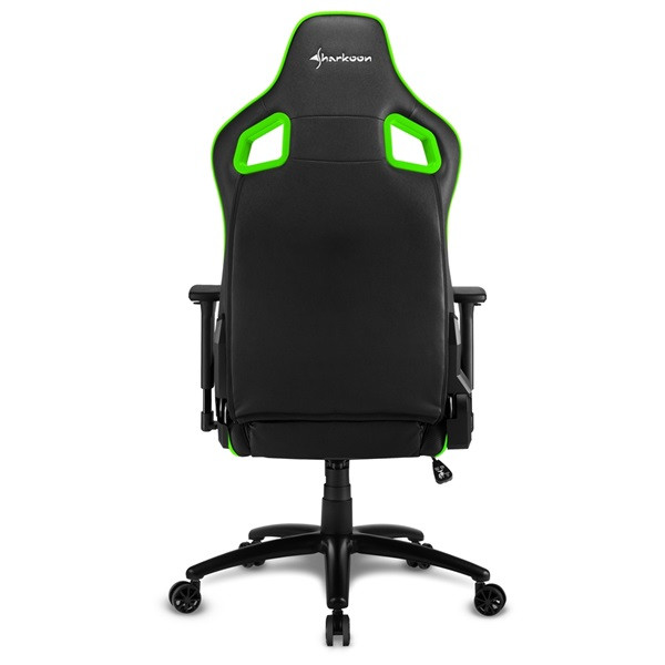 Sharkoon gamer szék - elbrus 2 black/green (állítható magasság; állítható kartámasz; műbőr; acél talp; 150kg-ig)