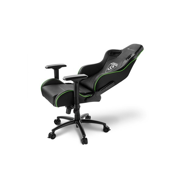 Sharkoon gamer szék - skiller sgs4 black/green (állítható háttámla/magasság; 4d kartámasz; pvc; aluminium talp; 150kg-ig