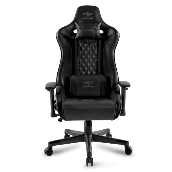 Spirit of gamer szék - crusader black (állítható dőlés/magasság/kartámasz; max.120kg-ig, fekete)