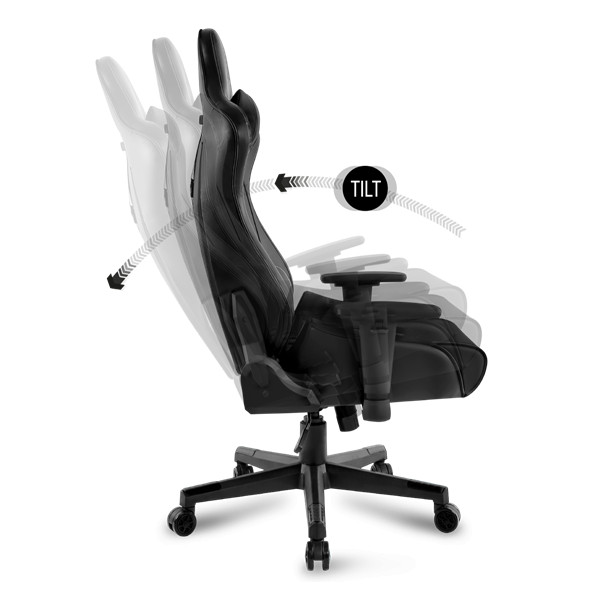 Spirit of gamer szék - crusader black (állítható dőlés/magasság/kartámasz; max.120kg-ig, fekete)