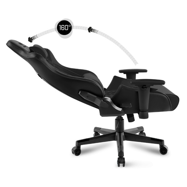 Spirit of gamer szék - crusader black (állítható dőlés/magasság/kartámasz; max.120kg-ig, fekete)