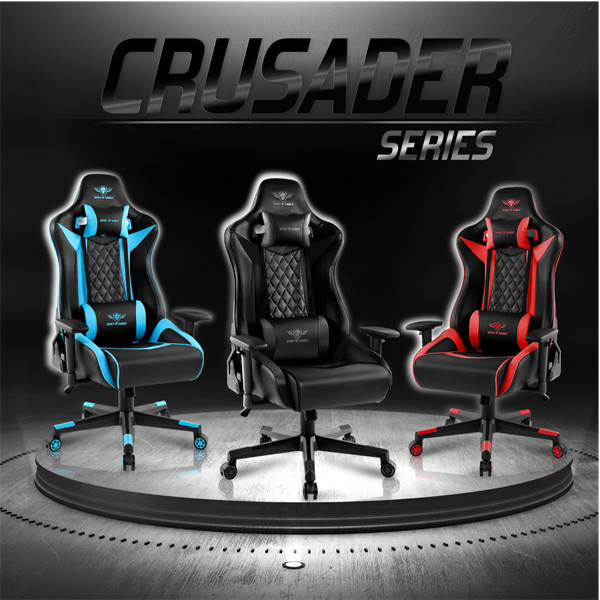 Spirit of gamer szék - crusader black (állítható dőlés/magasság/kartámasz; max.120kg-ig, fekete)