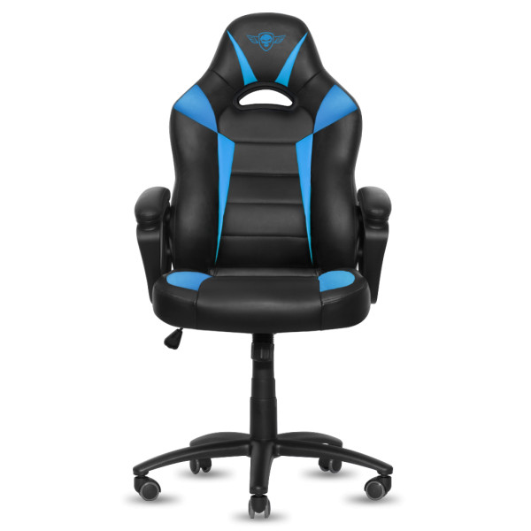 Spirit of gamer szék - fighter blue (állítható magasság; párnázott kartámasz; pu; max.120kg-ig, fekete-kék)