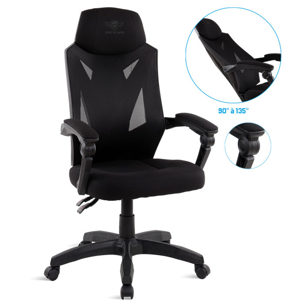 Spirit of gamer szék - hellcat black (állítható dőlés/magasság; szövet; max.120kg-ig, fekete)